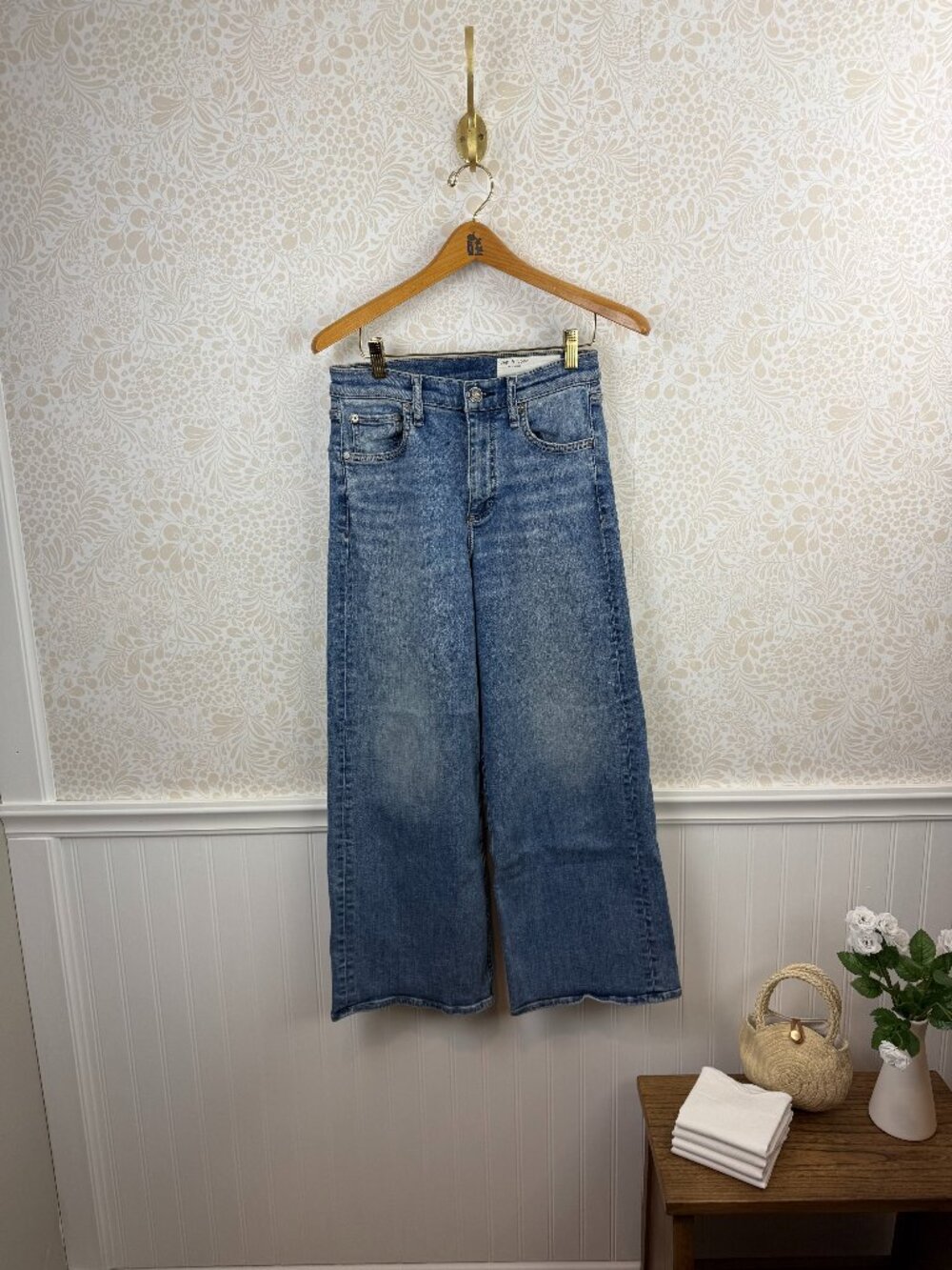 rag & bone Pewter Light Wash Sofie Ankle-Length Wide-Leg Jeans - Size - 26